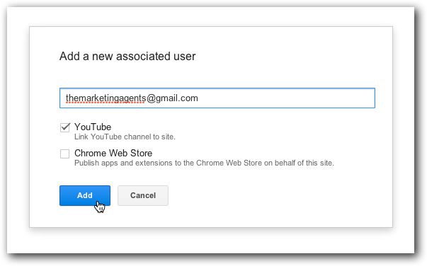 Webmaster Tools: Add a new associated user