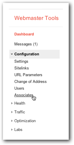 Webmaster Tools: Configure Associates