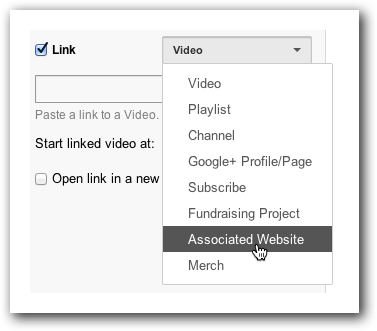 Link to an Associated website in YouTube