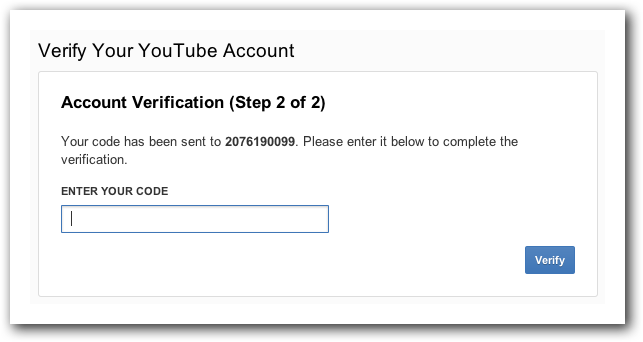 Verify code for your YouTube account.