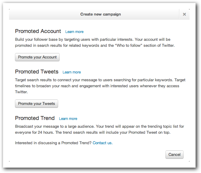 Twitter Advertising Options