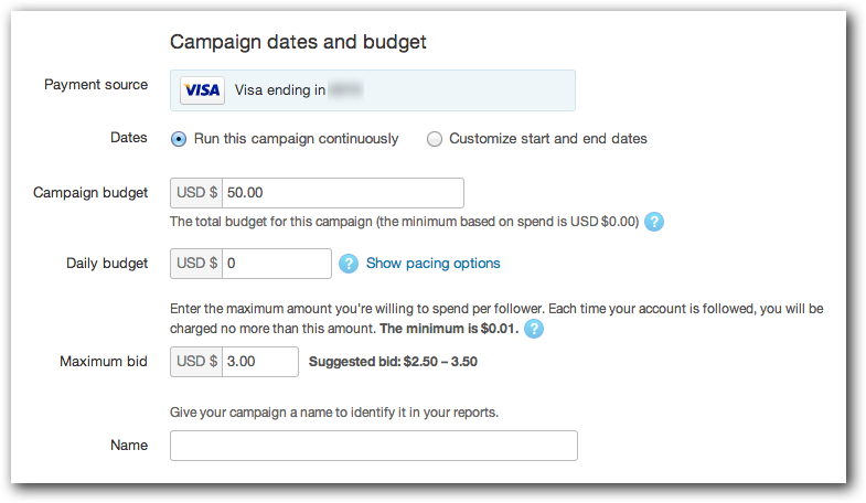 Setting a Budget for Your Twitter Ads